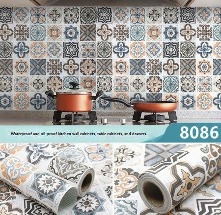 Kitchen Stickers Waterproof Oil-resistant Fire-retardant Wallpaper Self-adhesive Wall Covering