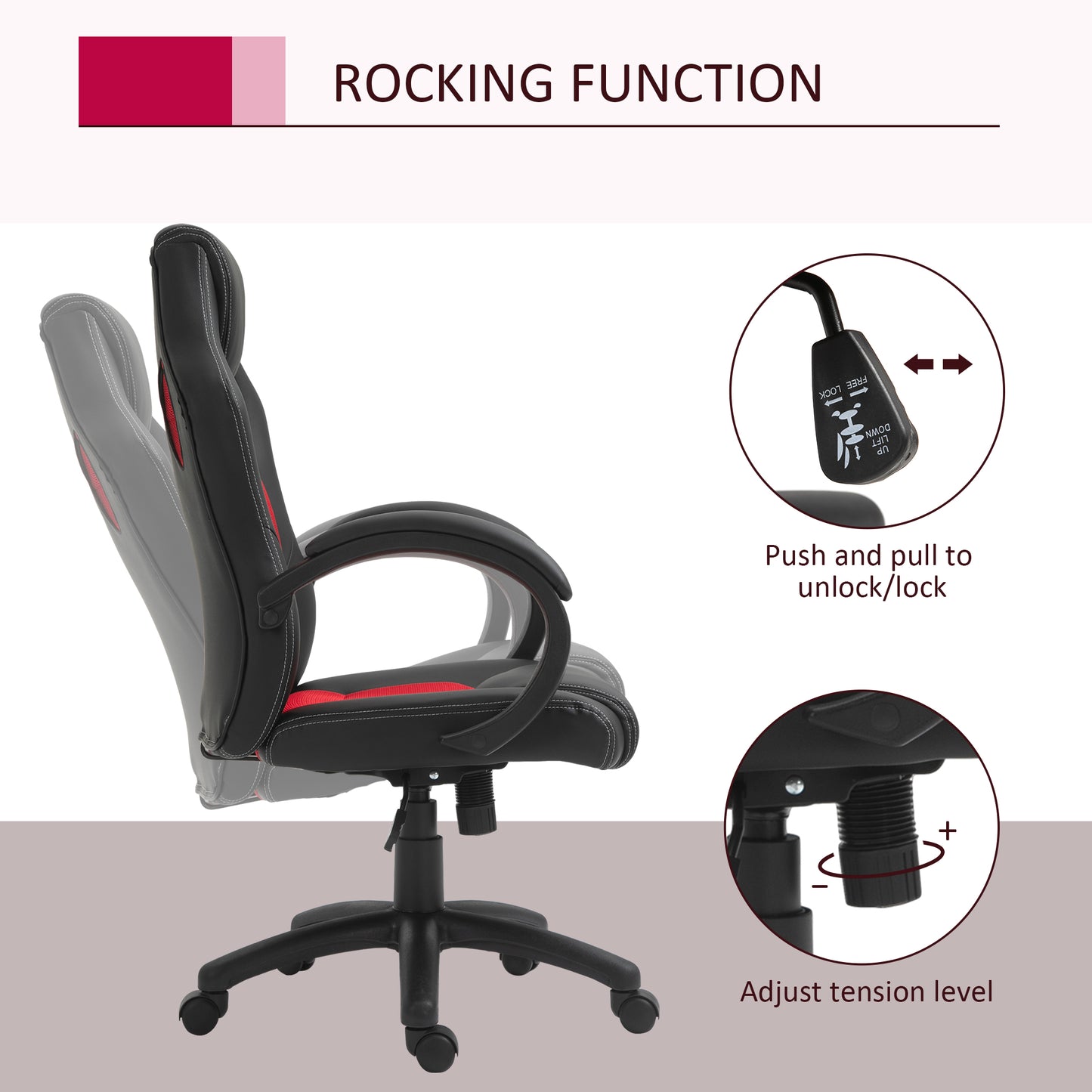 Vinsetto Office Chair Faux Leather Swivel Computer Desk Chair For Home Office With Wheels Armrests Black