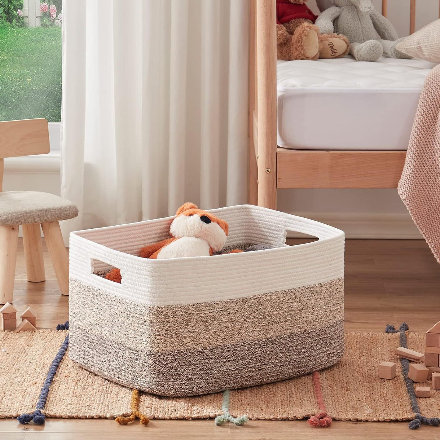 Cotton Rope Woven Home Laundry Basket Living Room Storage