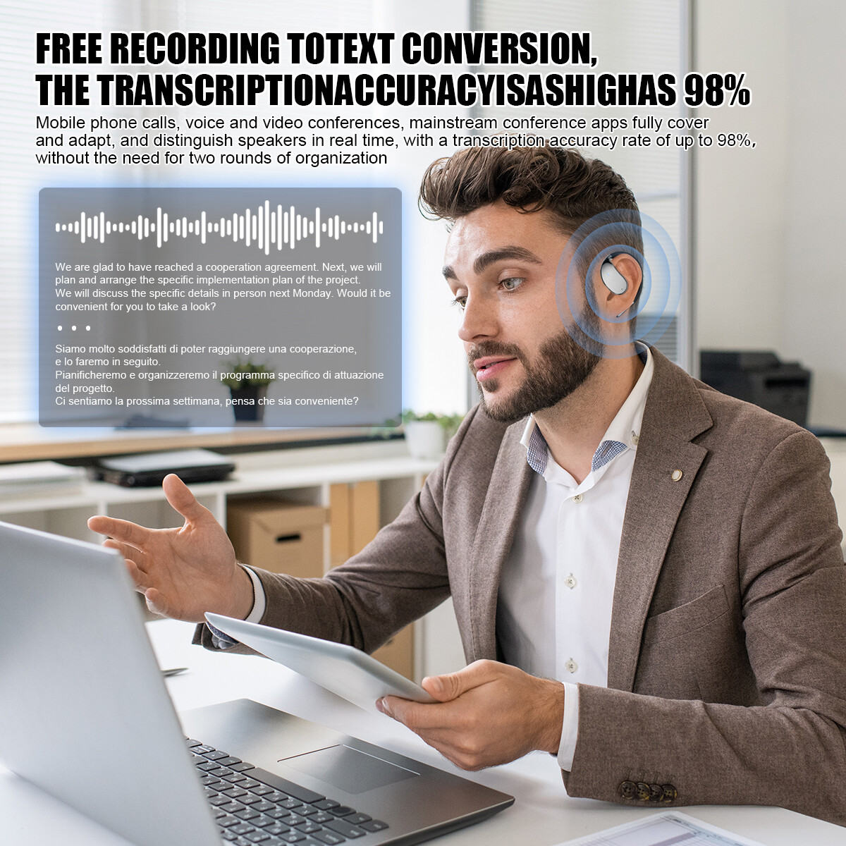 Translator Earbuds 144 Languages Bluetooth Two-Way Real Time Smart Translation
