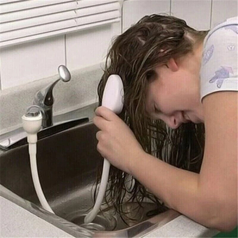 5m Push-On Spray Shower Head Bath Sink Tap Attachment Hose Soft Tube Pet Kids