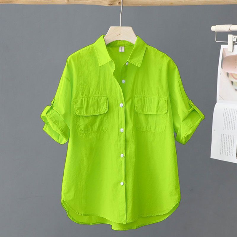 Korean-style Solid-color Age-reducing Blouse With Elegant Style