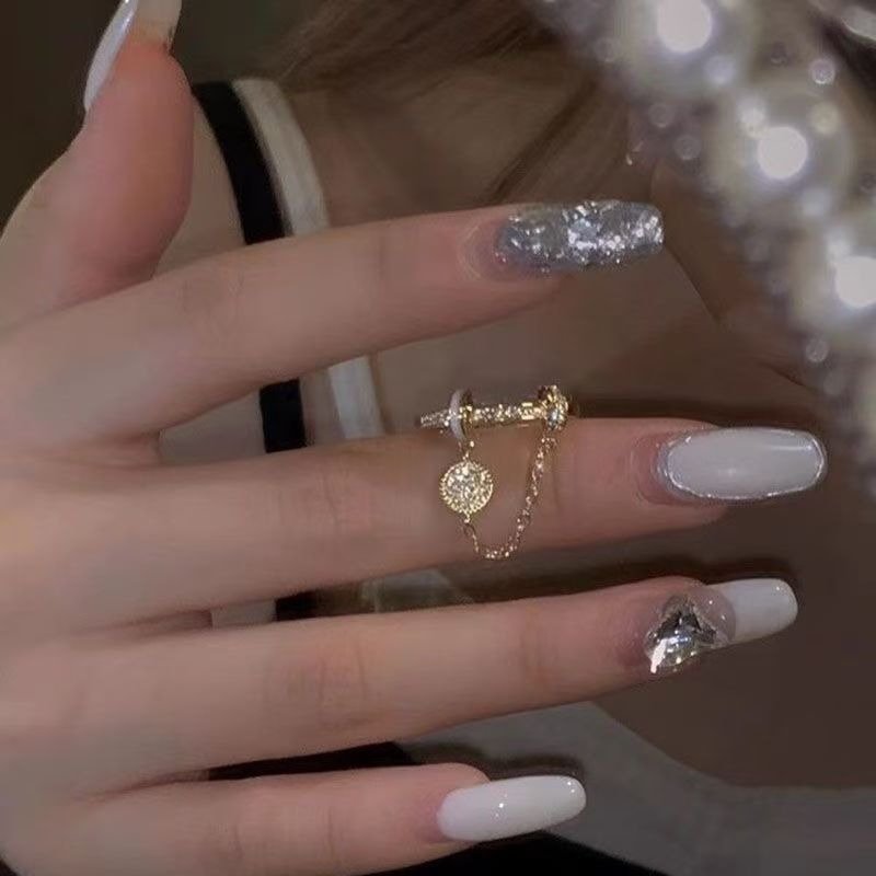 2PC Y2K Bling Zircon Open Ring, Korean & Japanese Style, Elegant All-Match, Minimalist INS Niche Index Finger Ring
