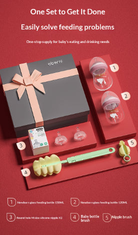 Glass Baby Bottle Gift Set Newborn Anti-Colic