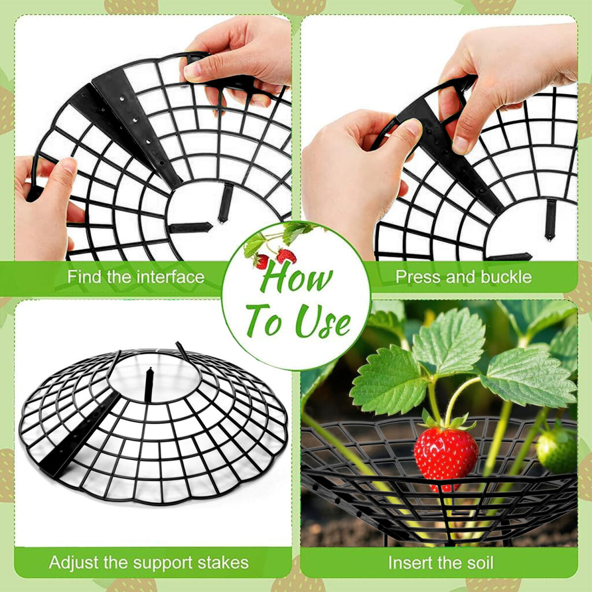 6Pcs Black Strawberry Planting Racks With 3 Fixed Support Legs For Garden Plant Care