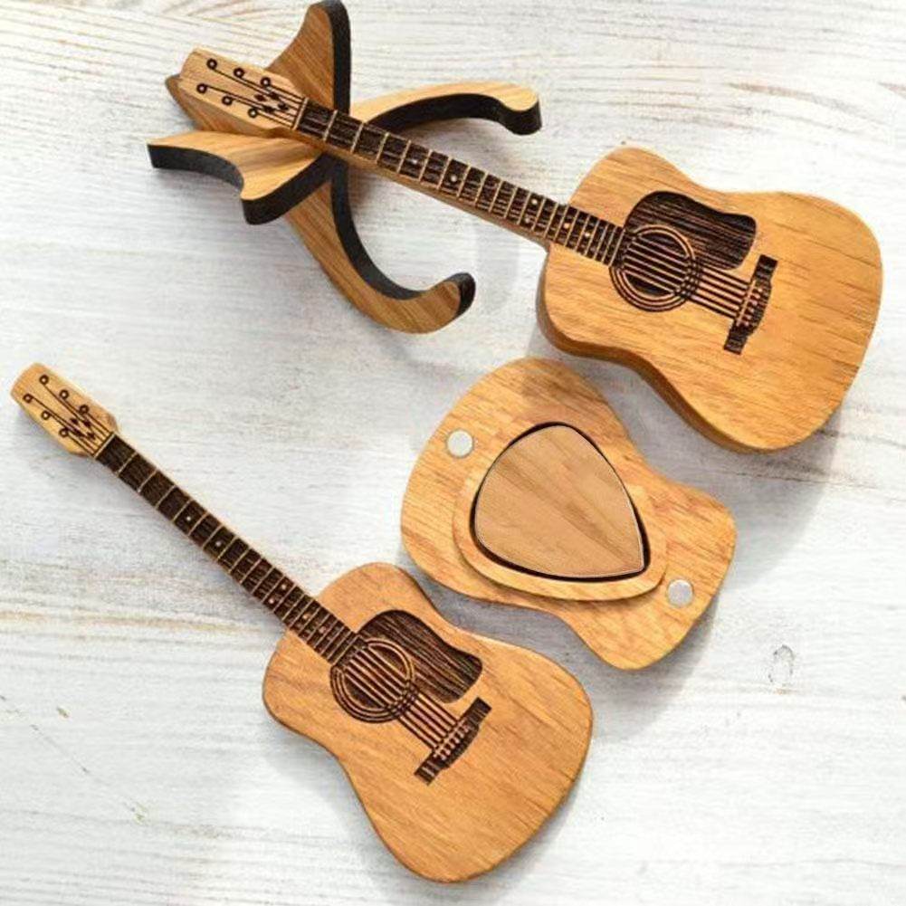 Custom Wooden Guitar Ornament With Stand Wooden Guitar Picks Wood Craft Decoration