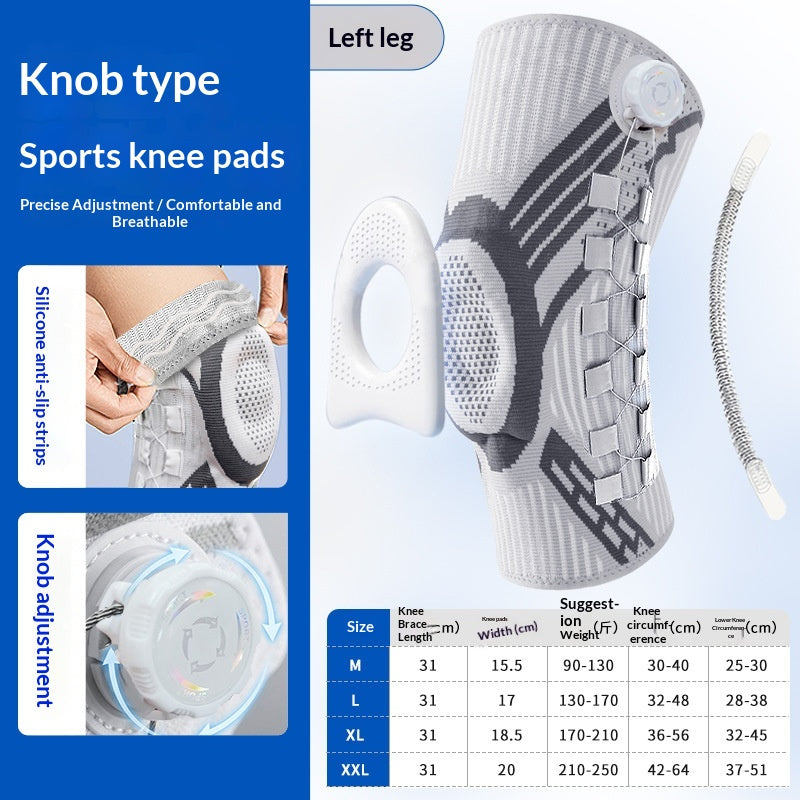 Upgraded Knob-Style Sports Knee Brace Outdoor Running Shock-Absorbing Adjustable Silicone Knee Protector