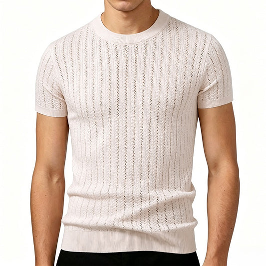 Short-sleeve Knitted Sweater Mens Fashion