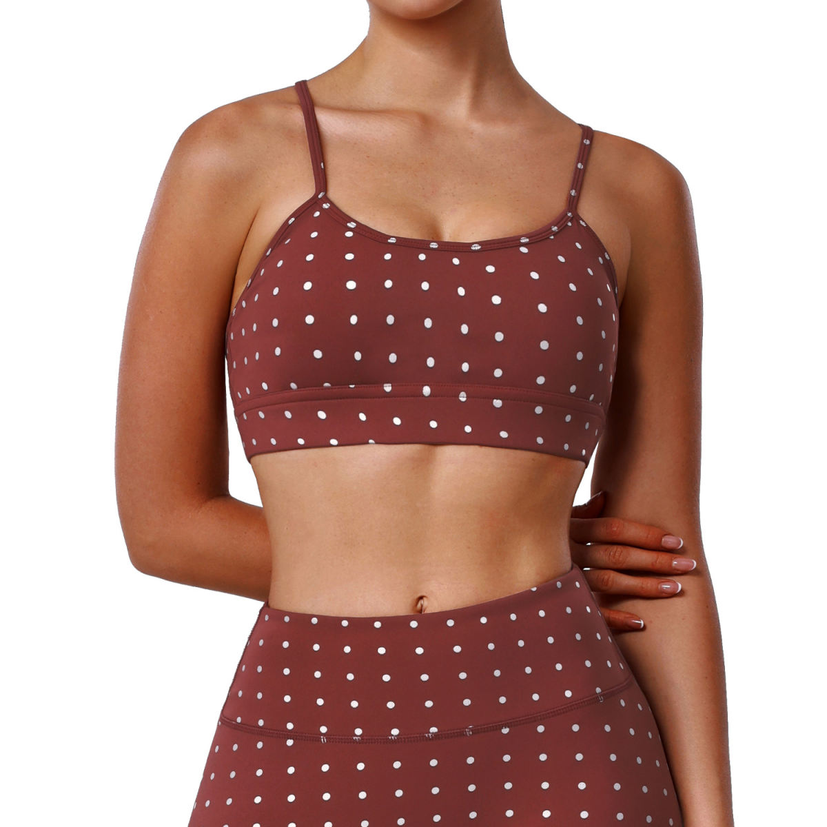 Push-up Shockproof Hot-stamped Silver Polka-dot Yoga Bra