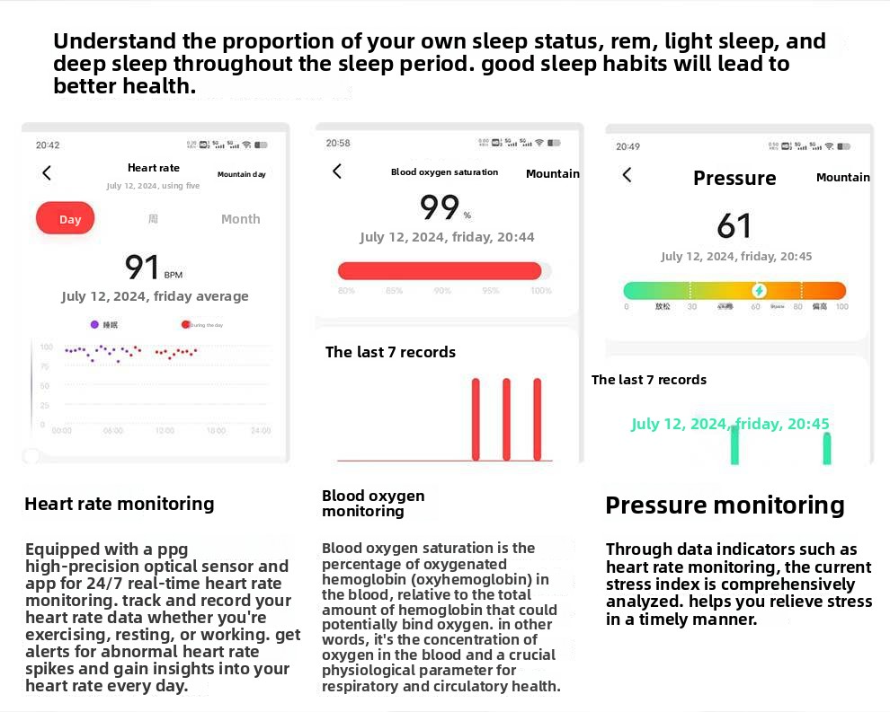 Smart Ring Heart Rate Blood Oxygen Sleep Monitor Step Counter & Female Cycle Tracker