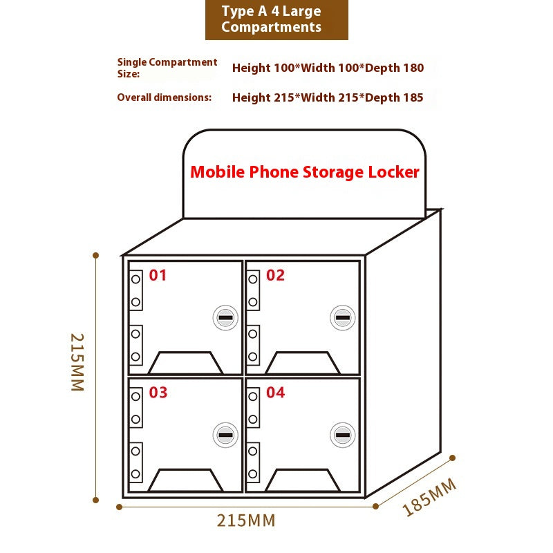 Acrylic Mobile Phone Storing Compartment With Charging Hole Transparent Storage Cabinet