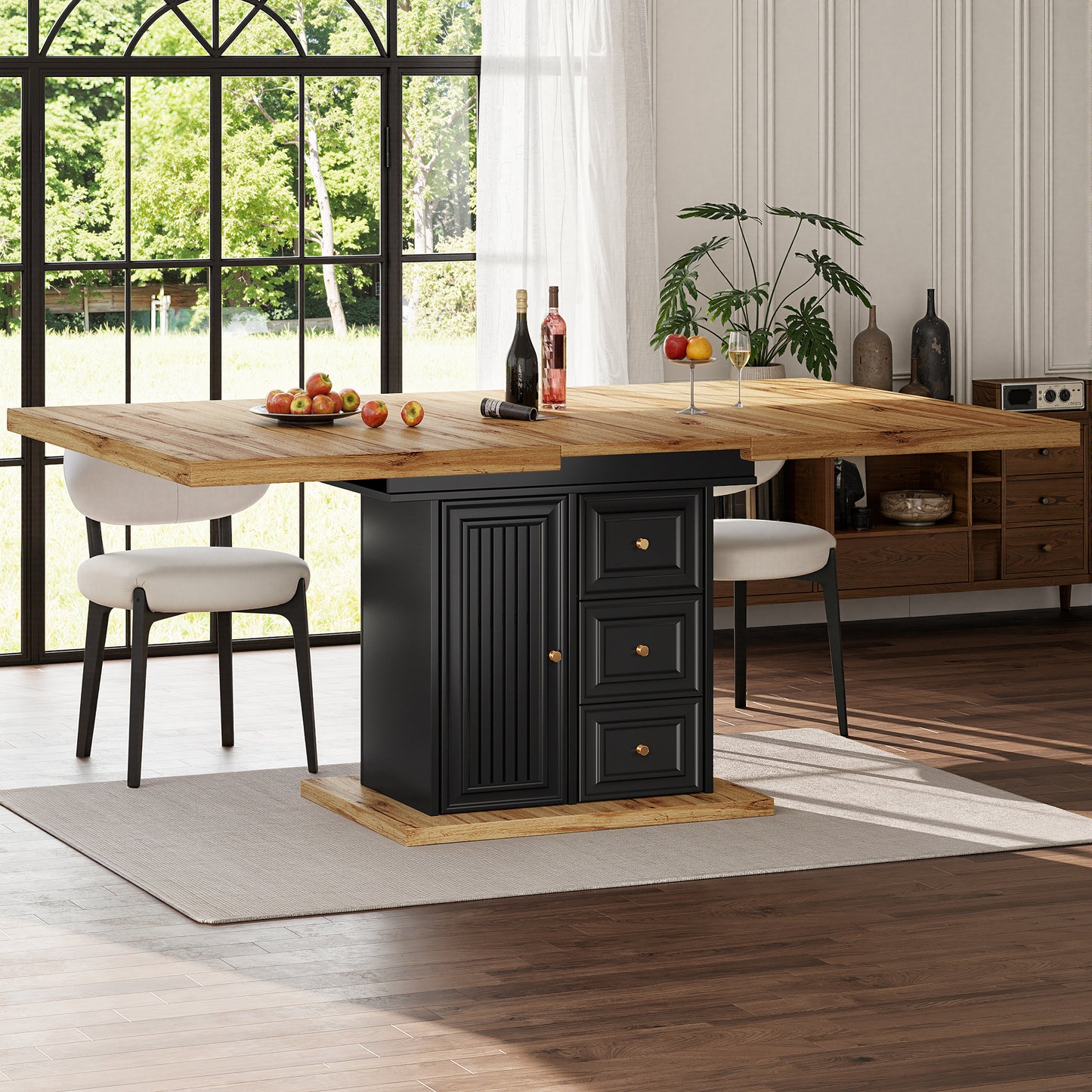 Extendable Dining Table 110 140 X 80 X 75 Cm, Wooden Table For Kitchen & Dining Room - 6 People Dining Table - Dimensions Suitable For Terrace And Garden
