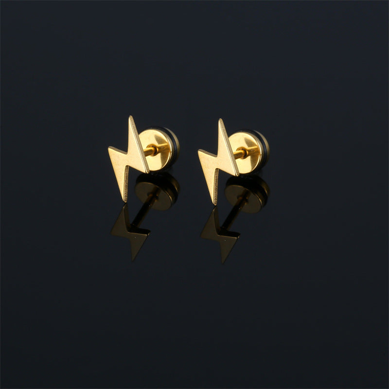 New Stainless Steel Lightning Stud Earrings