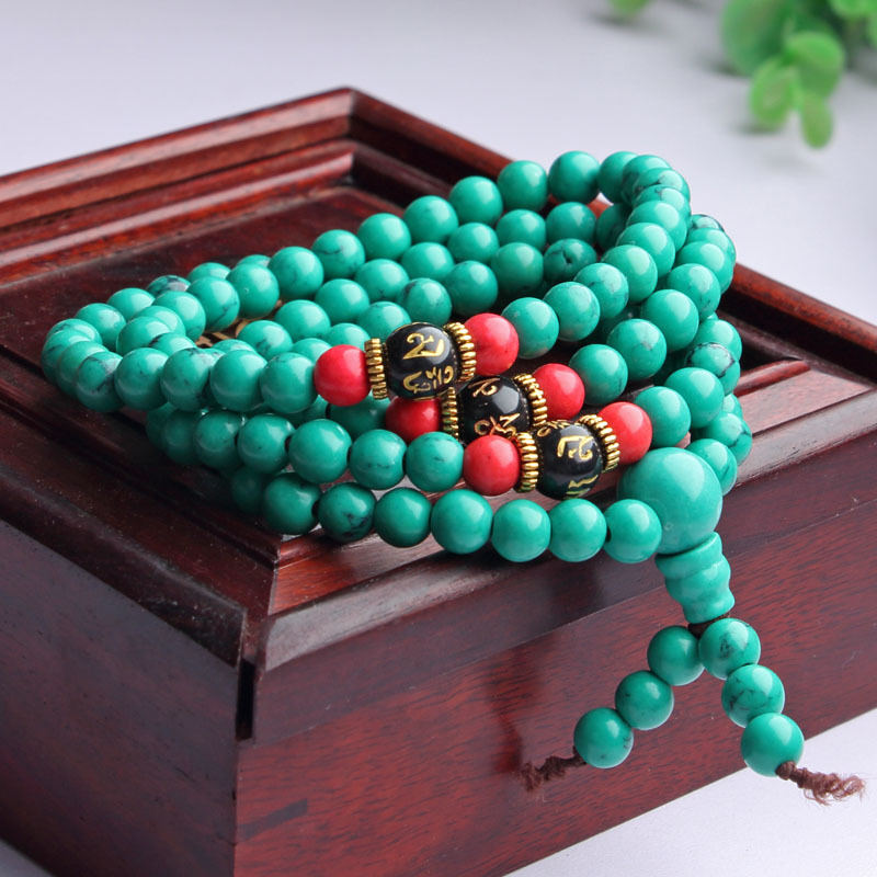 Multi-layer Turquoise Tibetan Accessories 108 Beads Bracelet