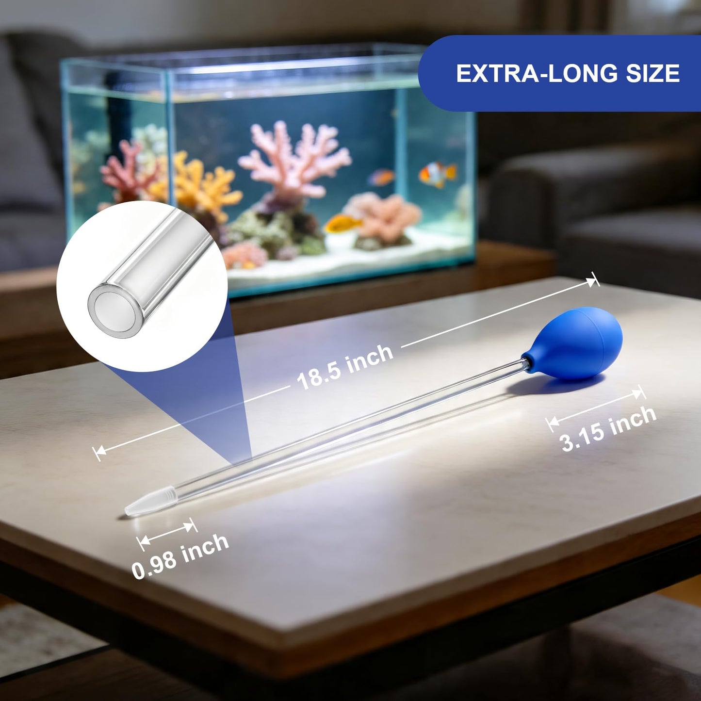 18.5in Coral Food Feeder Pipette For Axolotl Tank, Long Aquarium Spot Feeding Tube For Reef Marine Fish, Aquatic Plant Fertilizer Syringe, Fish Tank Accessories, 2 Pcs