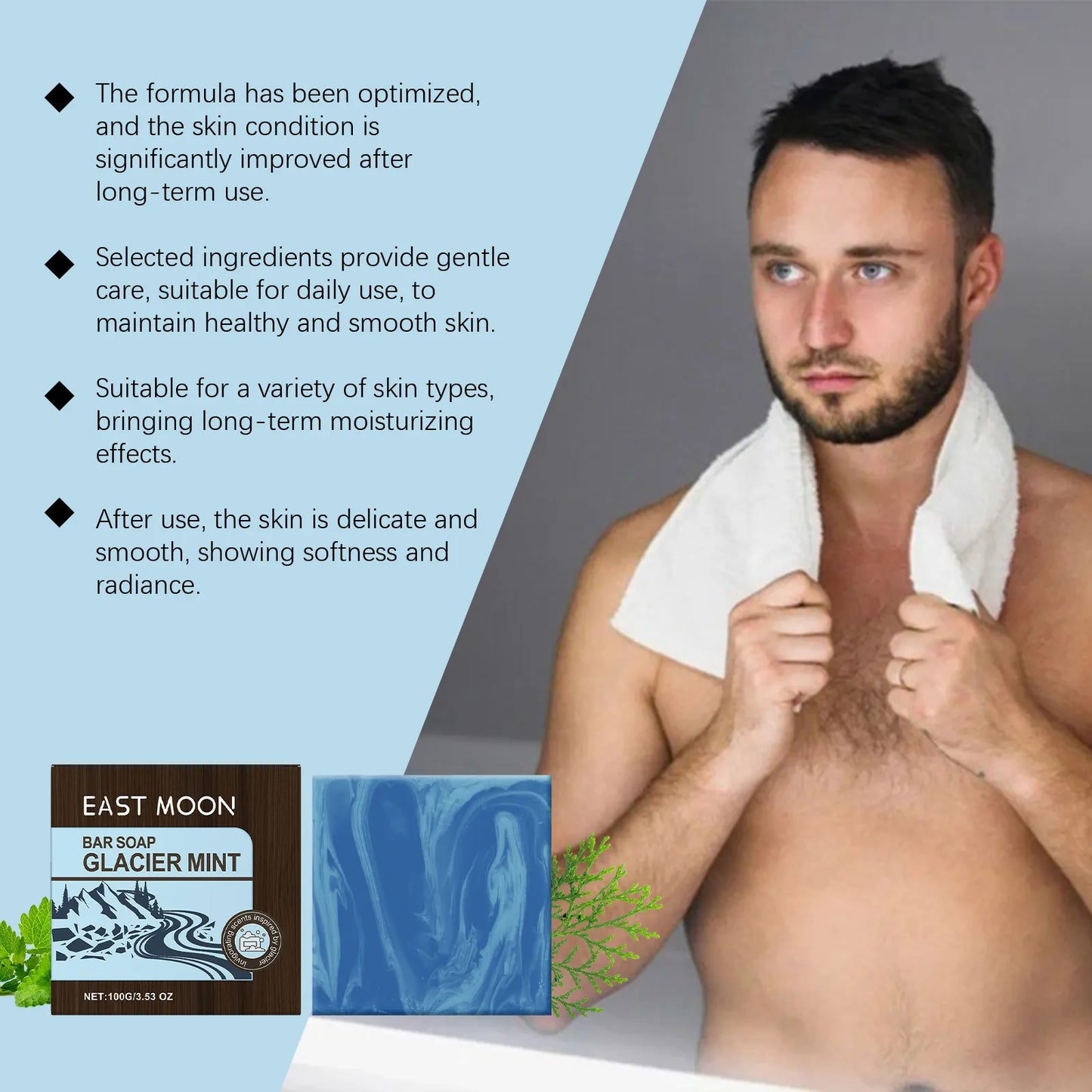East Moon Glacier Mint Refreshing Body Cleansing Soap | Arvou