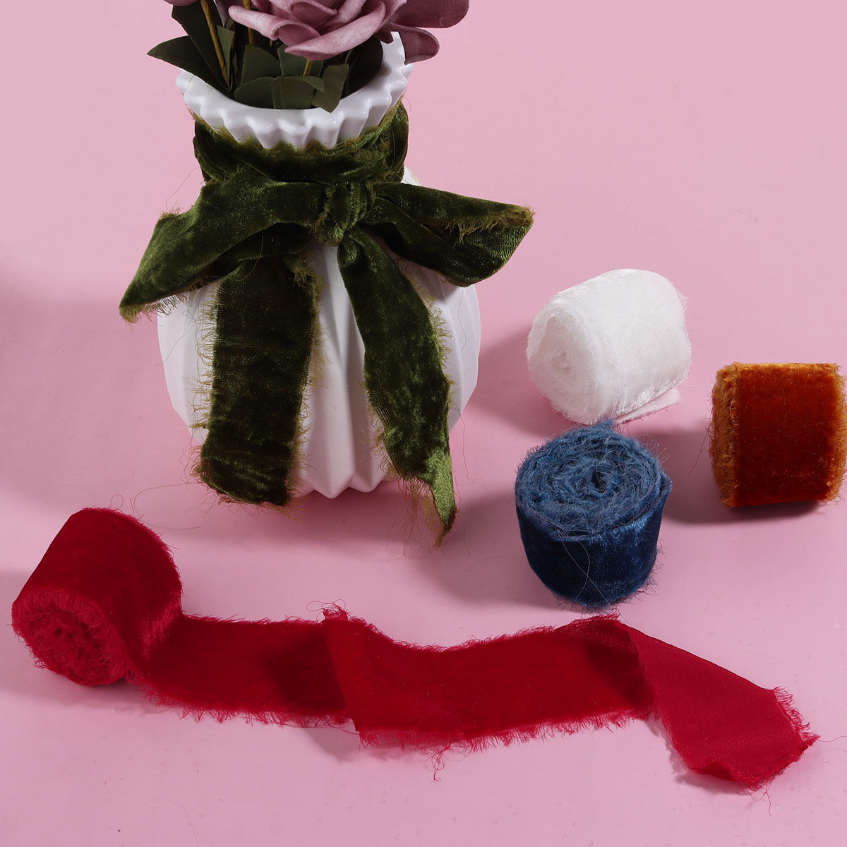 Vintage Polyester Shredded Frayed Velvet Accessories
