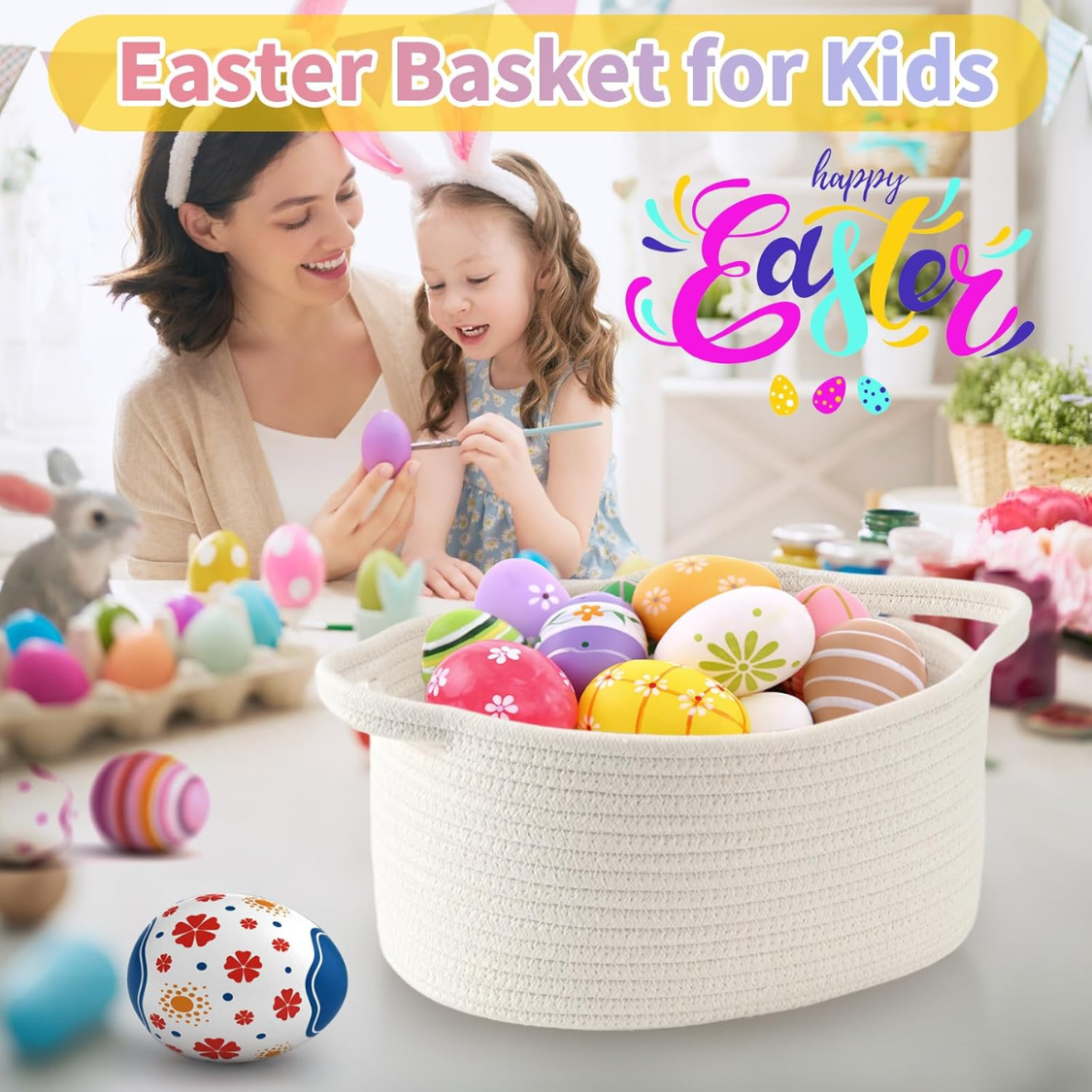 Cotton Rope Basket Empty DIY Gift Basket For Burr  Great For Baby Shower Birthday Decor Cute Decorative Storage