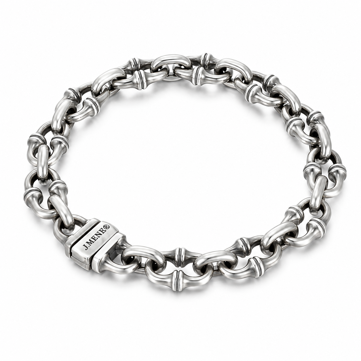 Vintage Horseshoe Link Heavy Chain Bracelet For Men, Copper Plated Silver Engraved  Push Lock Biker Punk Thick Wrist Jewelry Gift