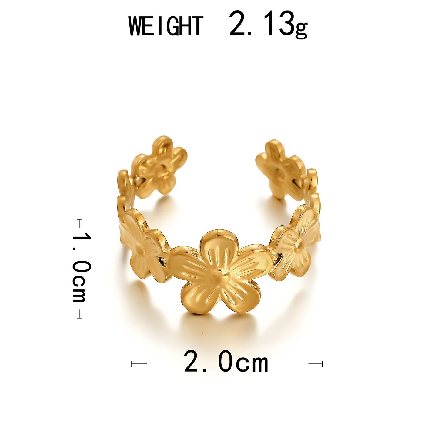 Stainless Steel Adjustable Ring Heart Flower Starfish Shell Fashion Ornament