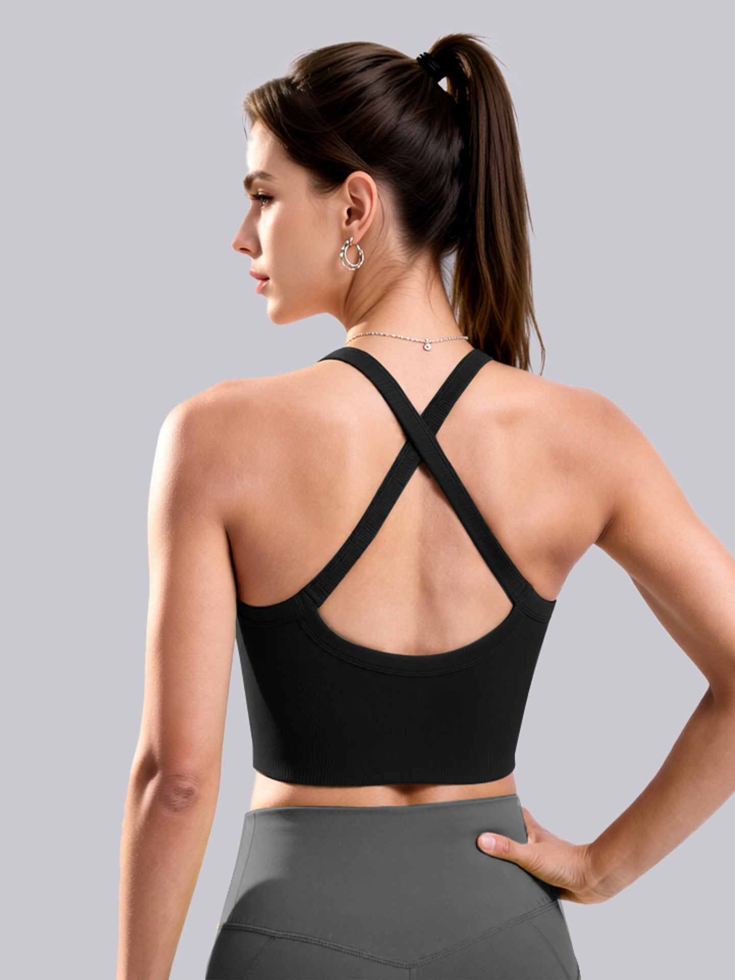 Seamless Yoga Tank Top With Built-in Pads For European & American Styles, No Need For Separate Bra, Cross Strap Sports Underwear For Women Workout & Fitness
