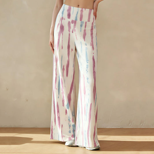 Printed Casual Fitness Pilates Wide-Leg Long Pants