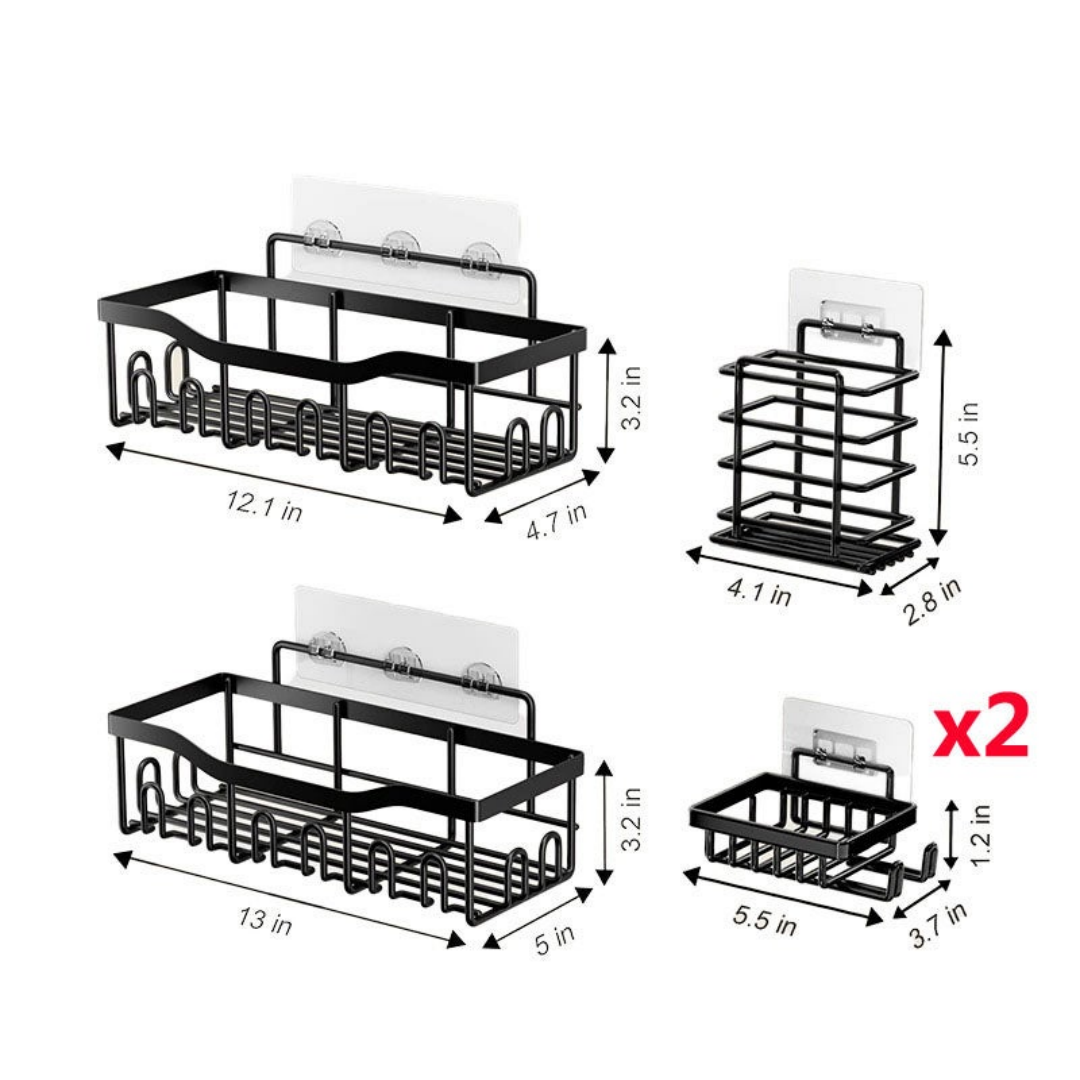 Set Of 5 Shower Caddies For Kitchen Bathroom Storage, Large Capacity Rustproof Stainless Steel Bathroom Caddy