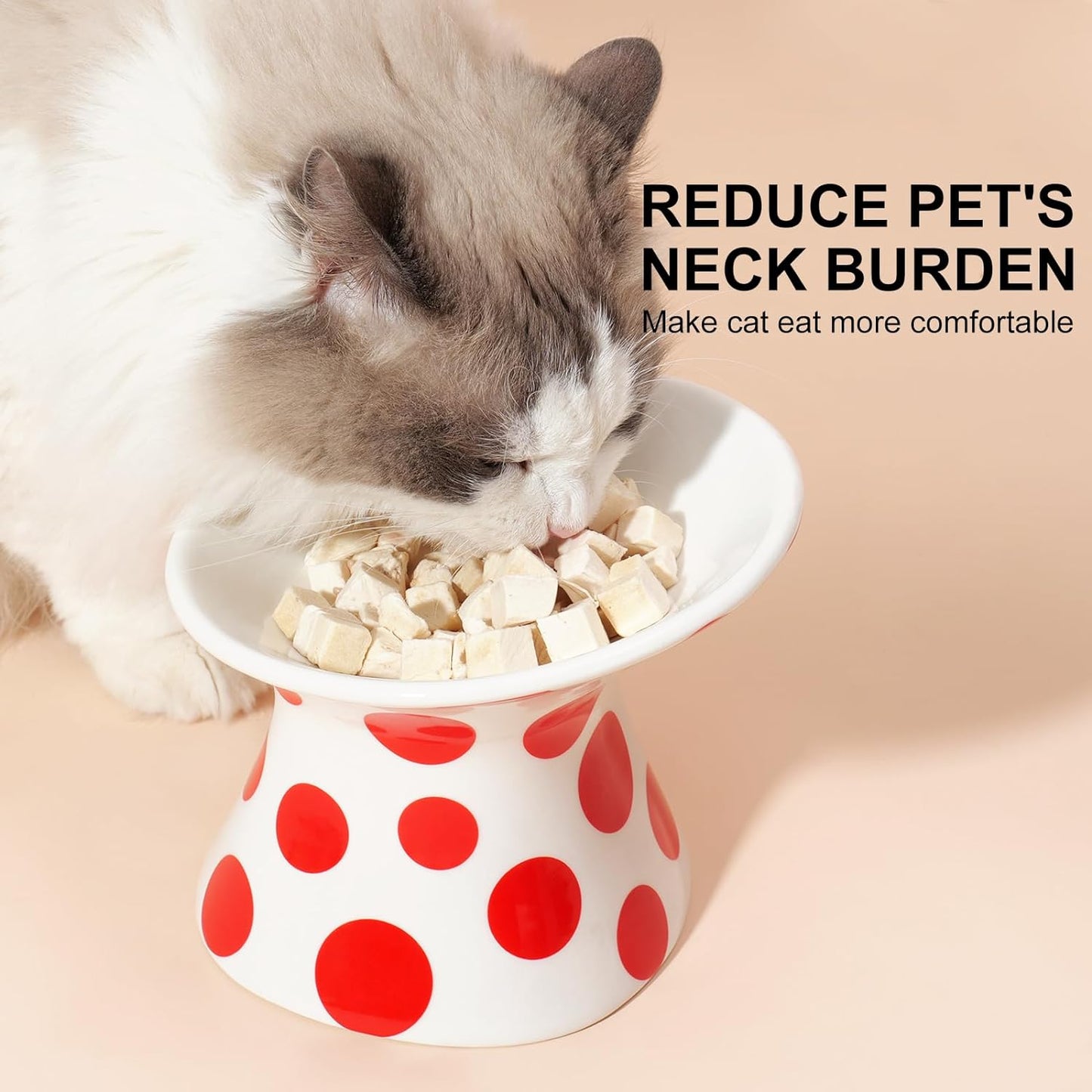Extra Wide Raised Cat Food Bowl Elevated Ceramic Tilted Feeding Bowl For Fat Faced Cat Prevent Neck Whisker Fatigue Dishwasher And Microwave Safe