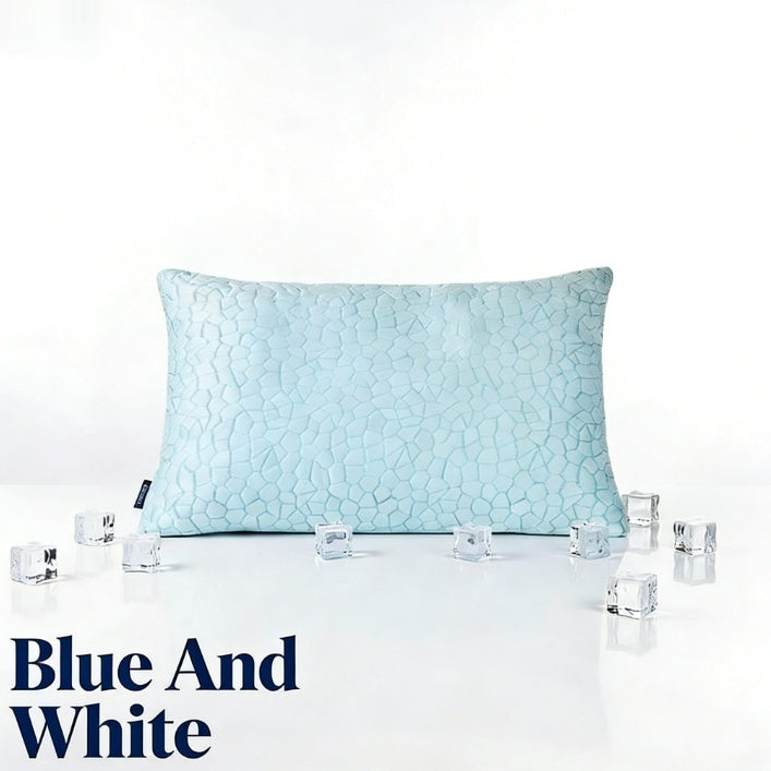 Memory Foam Fabric With A Stone Patterned Cooling Texture Blue Crumb Sponge Pillow
