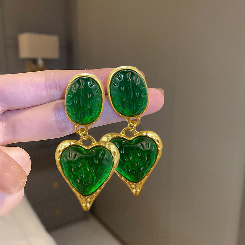 S925 Silver Needle Retro Style Enamel Earrings For Women Colorful Crystal Stud Earrings Fine Jewelry Gift