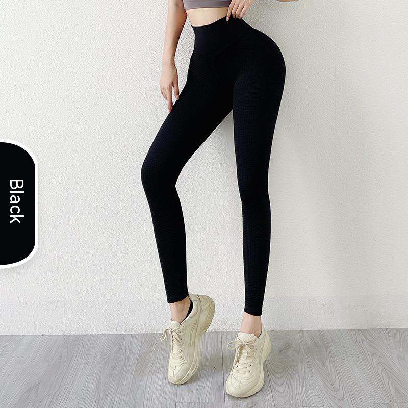Seamless Solid Color Honeycomb Fitness Yoga Pants