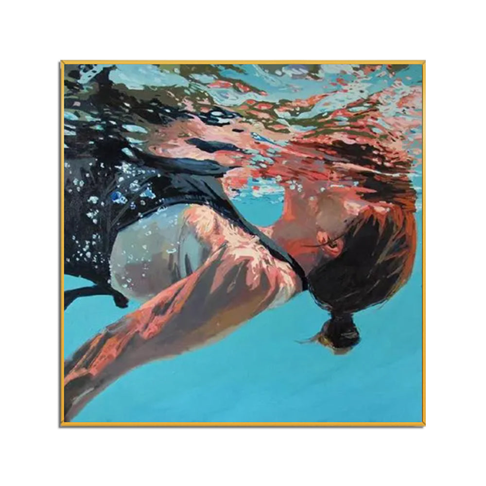 Hand-Painted Oil Painting Canvas Acrylic Modern Wall Art Abstract Texture Swimming Lover Artwork Home Decoration For Bedroom Living Room Decor