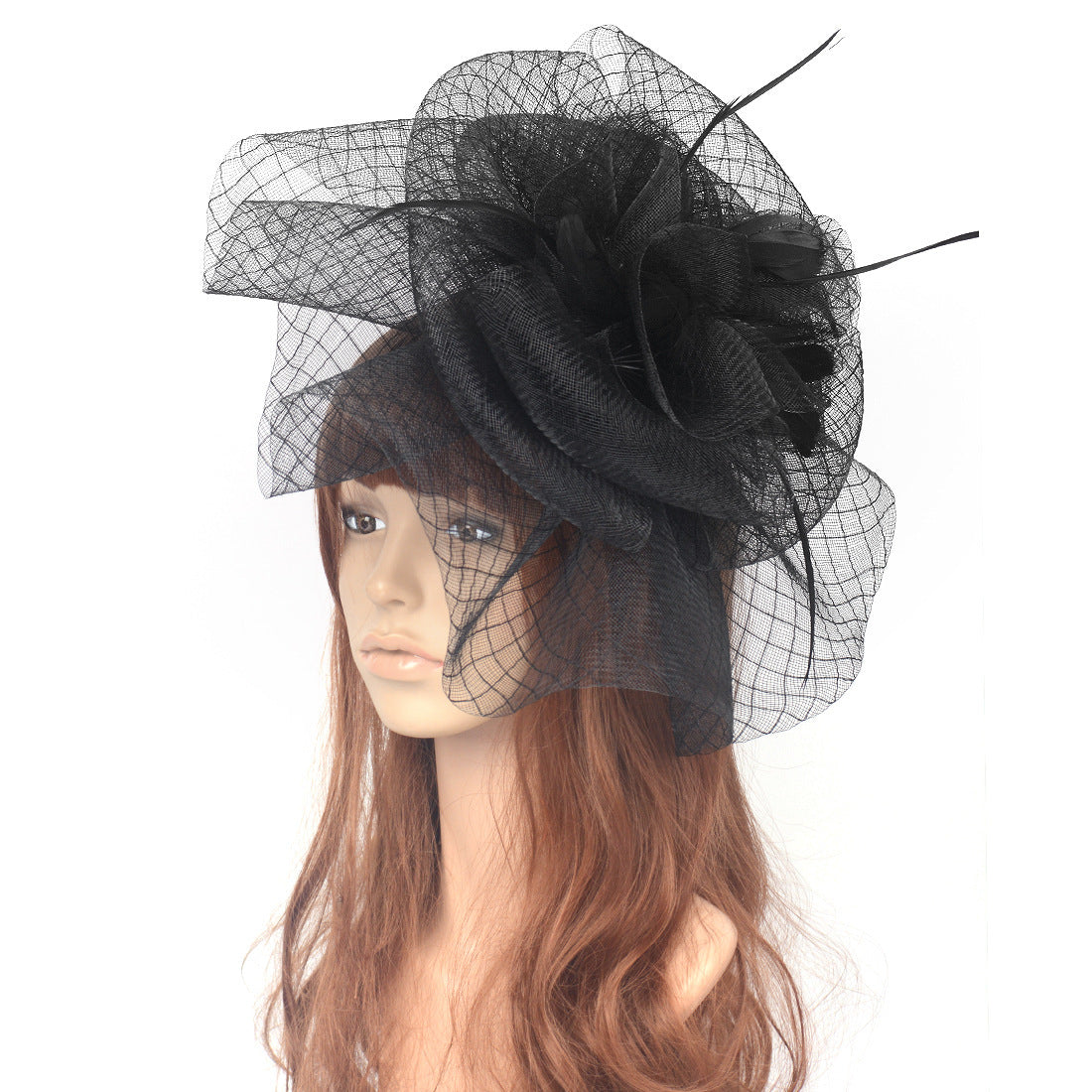 Tea Party Veil Feather Headdress Small Top Hat Performance Headpiece