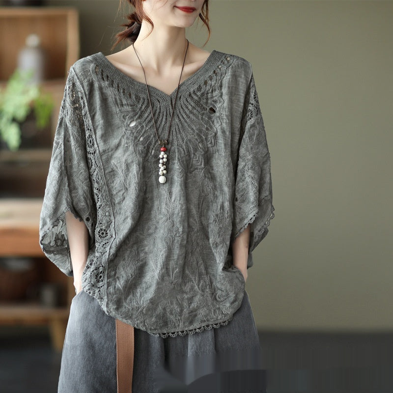 Summer Fashion Loose Fitting Plus Size Short Sleeve Tunic