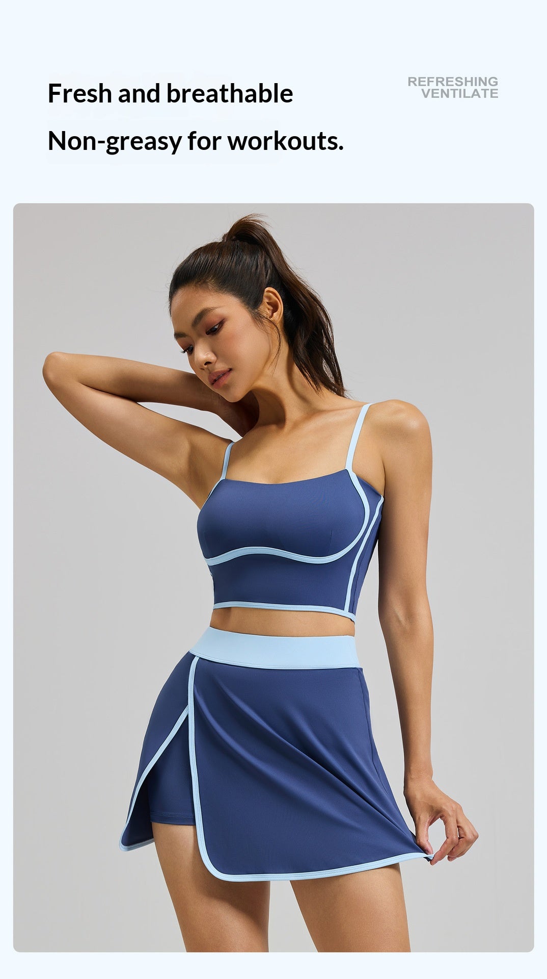 Summer Linear Sports Outfit, Anti-Chafing Activewear For Outdoor Running, Fitness And Yoga