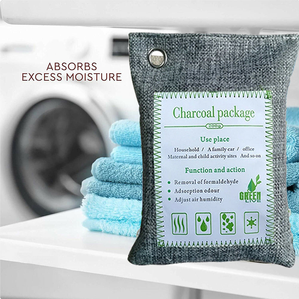 5Pcs 200g Air Purifying Bags Activated Bamboo Charcoal Bags For Home Car Shoes