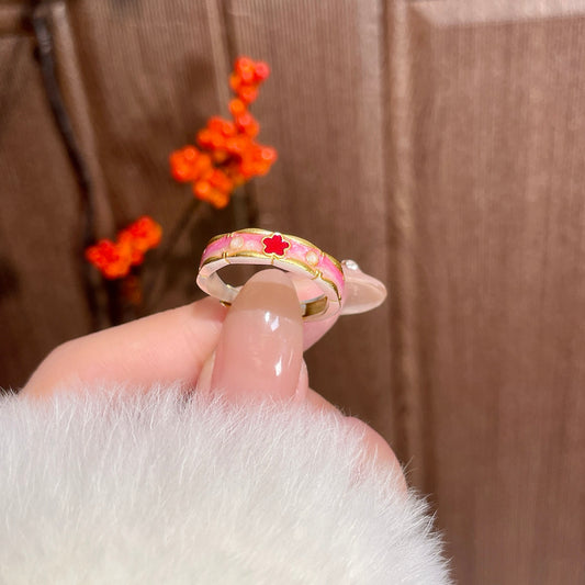 1pcs 999.9 Sterling Silver  Enamel Open Ring, Sweet Dainty Style, For Daily Wear & Casual Office Outfits