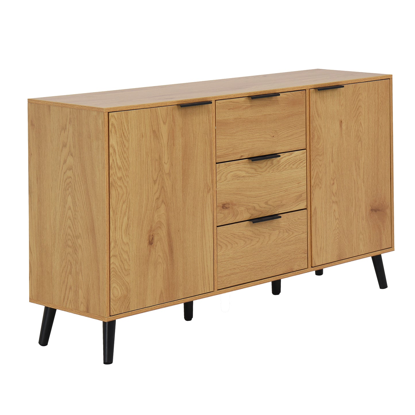 Sideboard Buffet Cabinet With Storage, Wood Coffee Bar Cabinet, 47.2  Kitchen Cabinet With 3 Drawers & 2 Doors, Kitchen Buffet Cabinet Cupboard Natural Wood Color