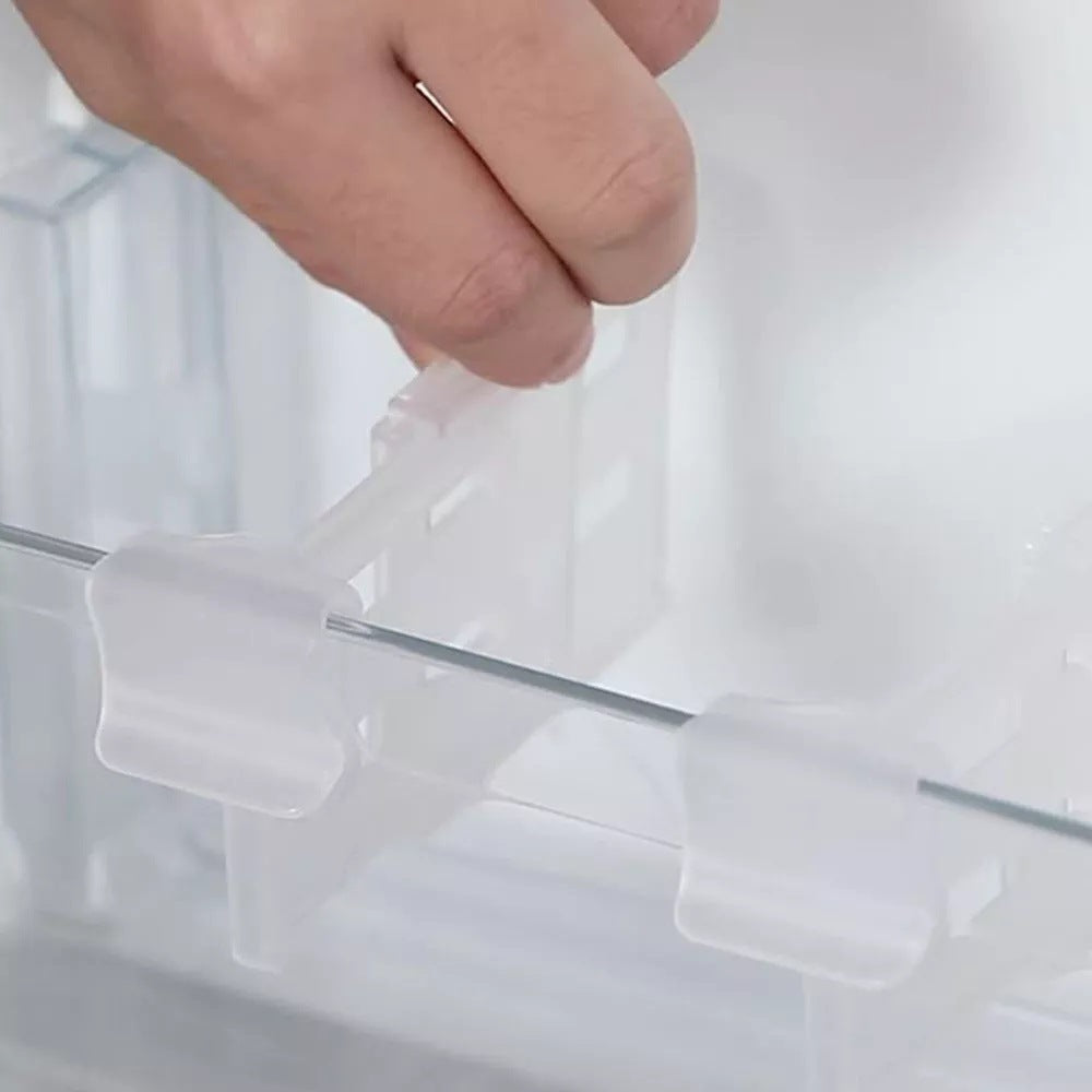 8pcs Transparent Plastic Refrigerator Dividers Home Use Extendable Refrigerator Storage Organizer Bins