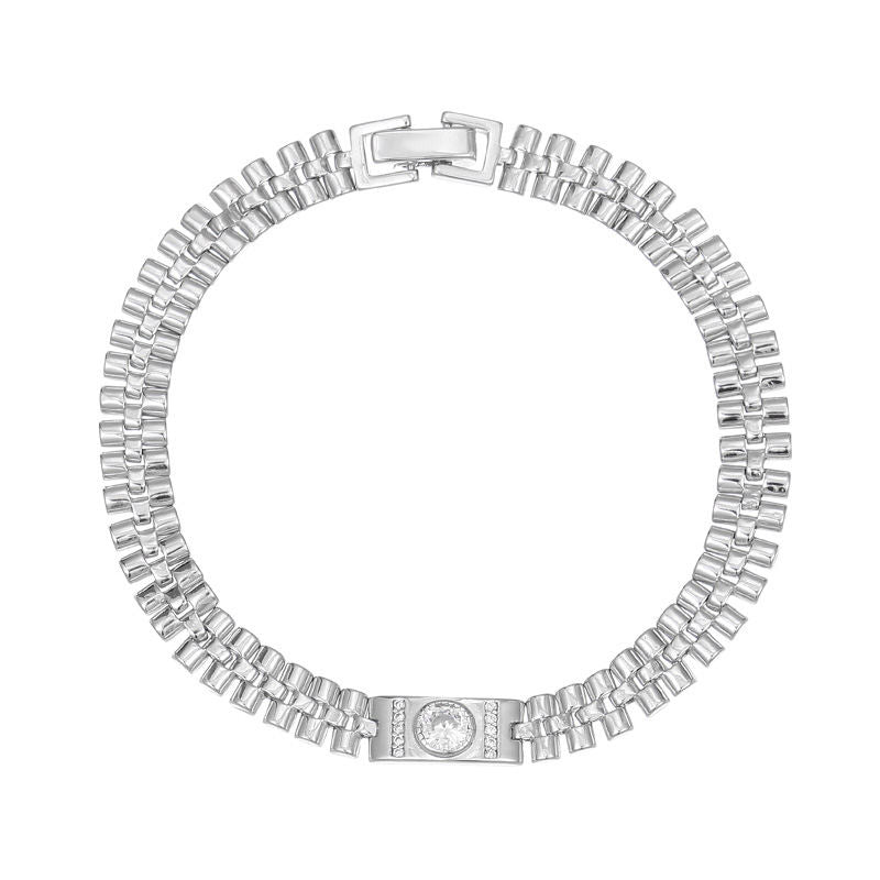 S925 Silver Korean-style Fashionable Watch Strap Zircon Bracelet