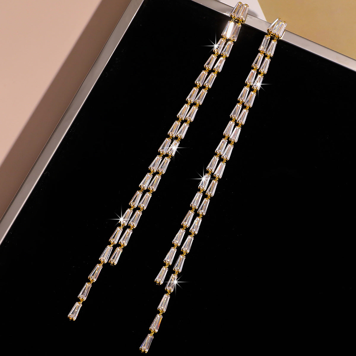 Korean New Ins Colorful Zircon Earrings All-Copper Women's Fashion Elegant Retro Simple Accessible Luxury Colorful Diamond Earrings