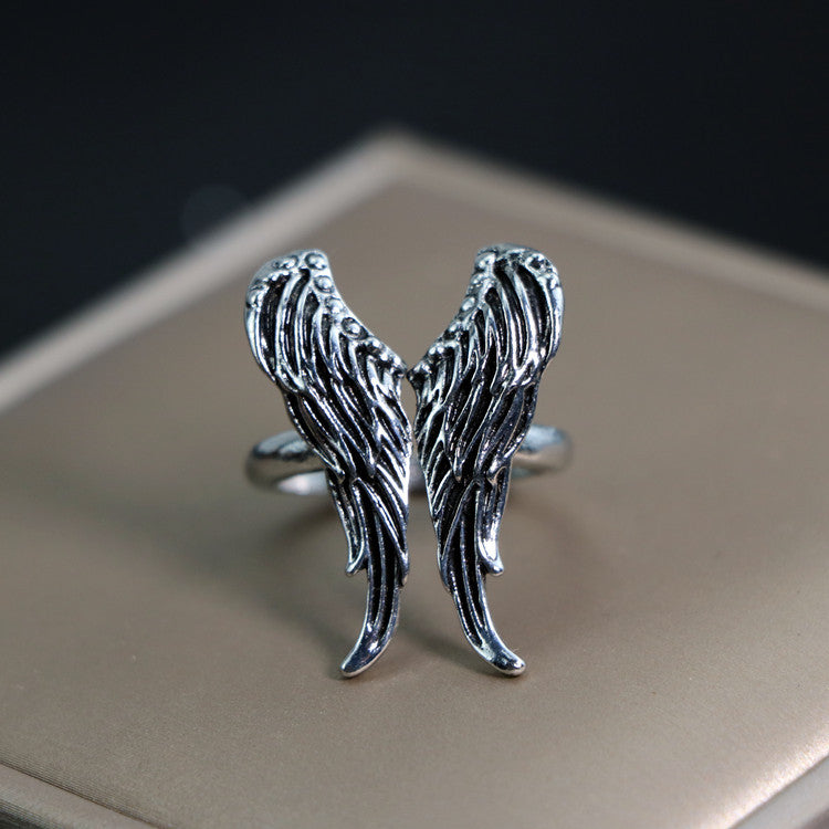 Retro Cool Men's Metal Rings, Unique Geometric Totem Styling, Adjustable Open Band