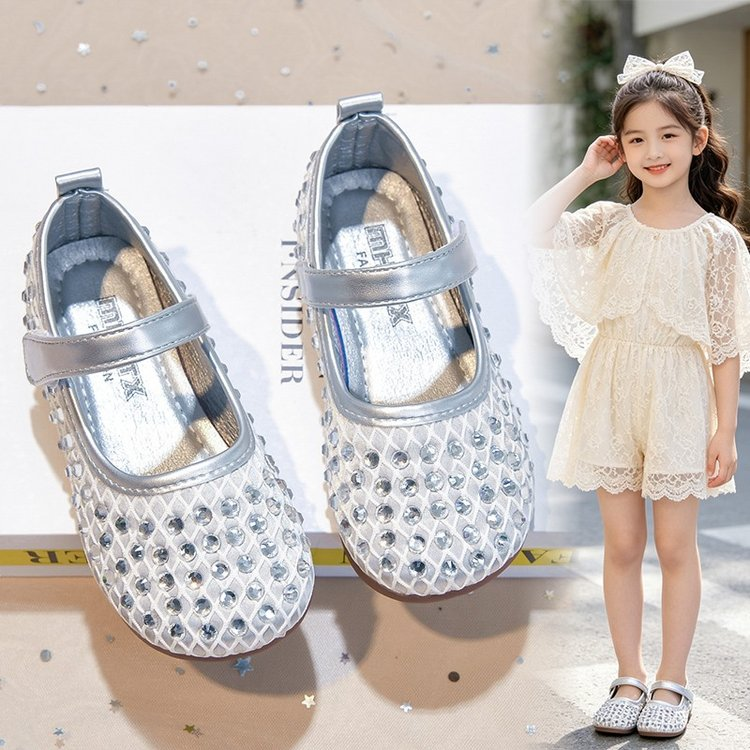2026 Spring & Summer New Arrivals, Girls Fashion Rhinestone Leather Shoes, Korean Style Princess Versatile Comfortable Casual Sandals, Wholesale Available