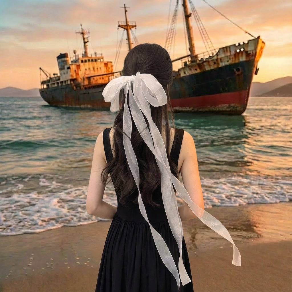 Multi-layered Ethereal Bow And Ribbon Hair Clip