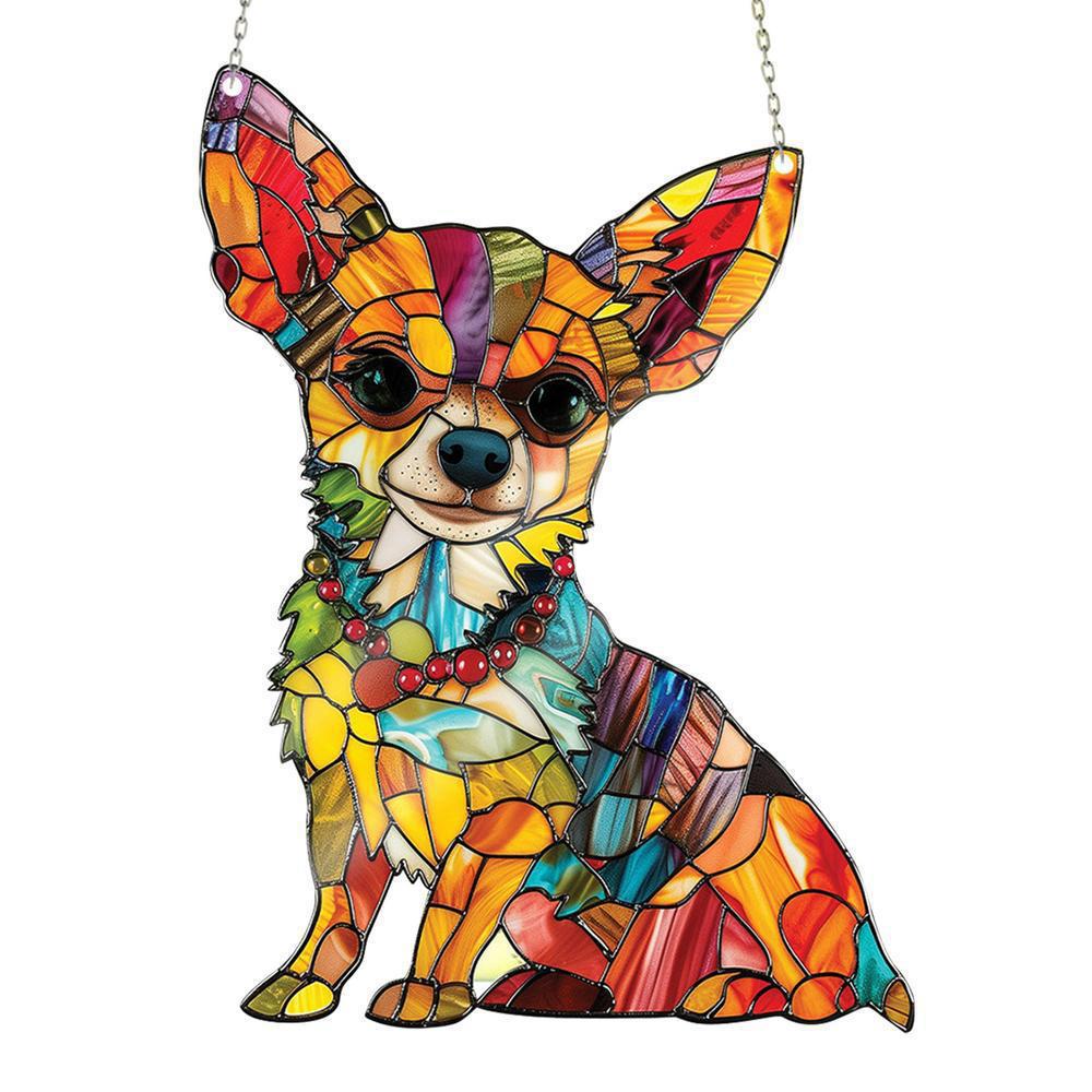 Gift Dog-shaped Acrylic Window Pendant In Colorful Designs