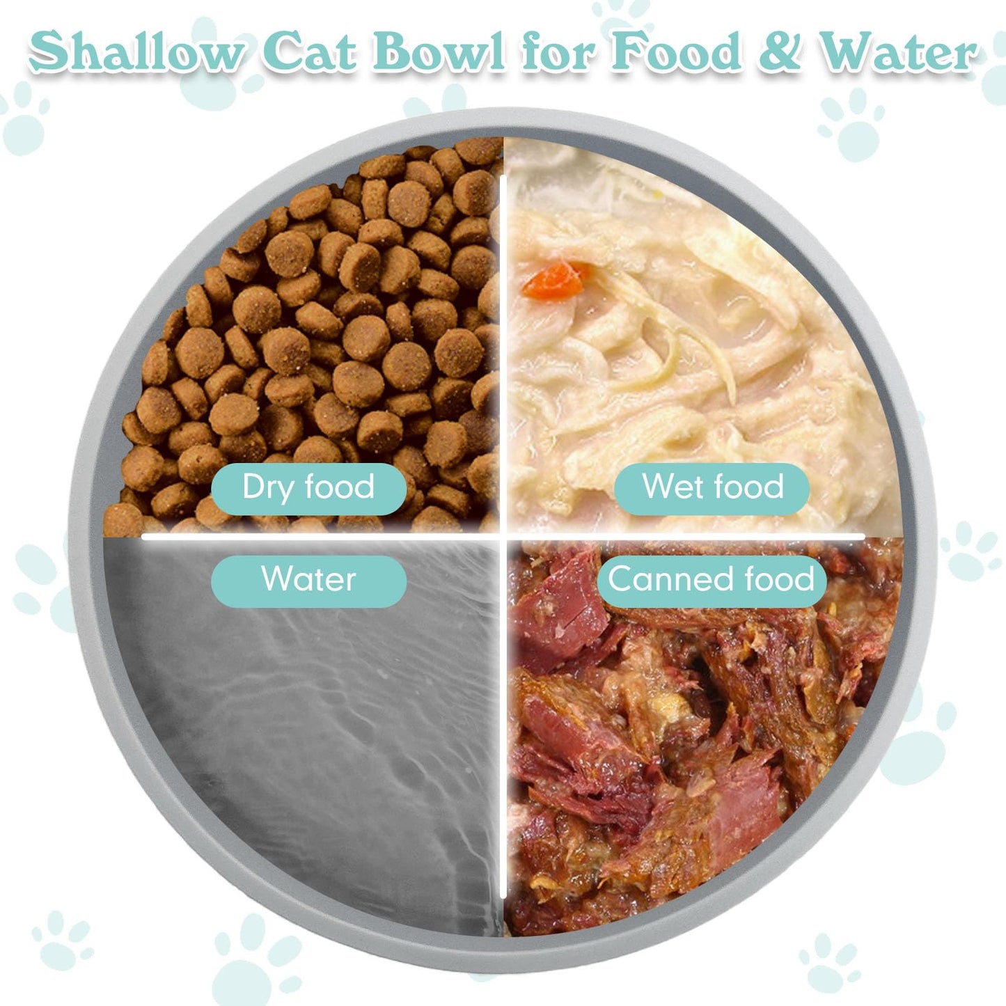Silicone Cat Food Bowl Shallow Dishes  Wide Cats Bowls Kitty Plates Relief Whisker Fatigue Puppy Feeding Bowl For Dry Food And Wet Food Indoor