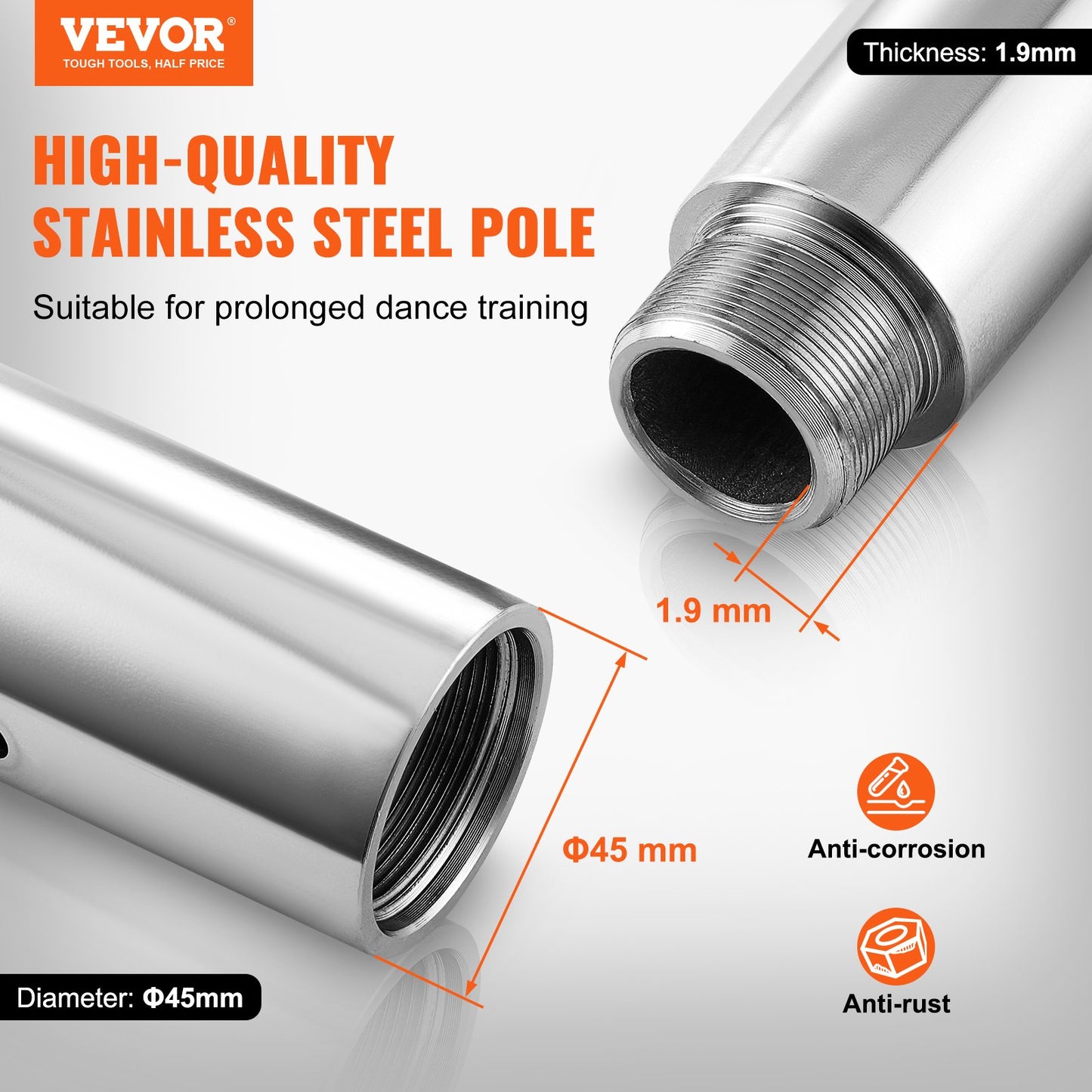 Professionelle Tanzstange, Pole Dance Tragbare Tanzstange Profi Ca. 210,5–278,4 Cm Höhenverstellbare Abnehmbare Fitnessstange Spinning Fitness Silber, Tanzstange Fitnessstudios, Club, Party