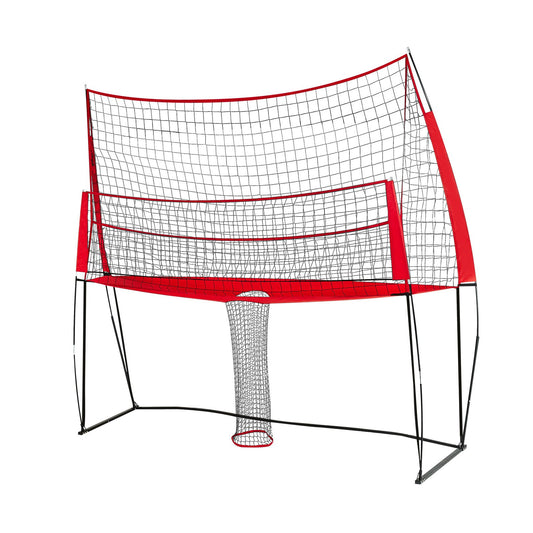 2-in-1 Volleyball Training Net System, Freely Height-Adjustable Practice Equipment With Ball Return, Portable Net Station, Easy Setup For Backyard Indoor Outdoor Serving Spiking Improve Accuracy