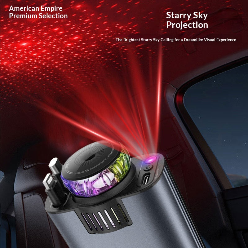 Car Charger PD Fast Charging Retractable Cable Quick Charge Cigarette Lighter