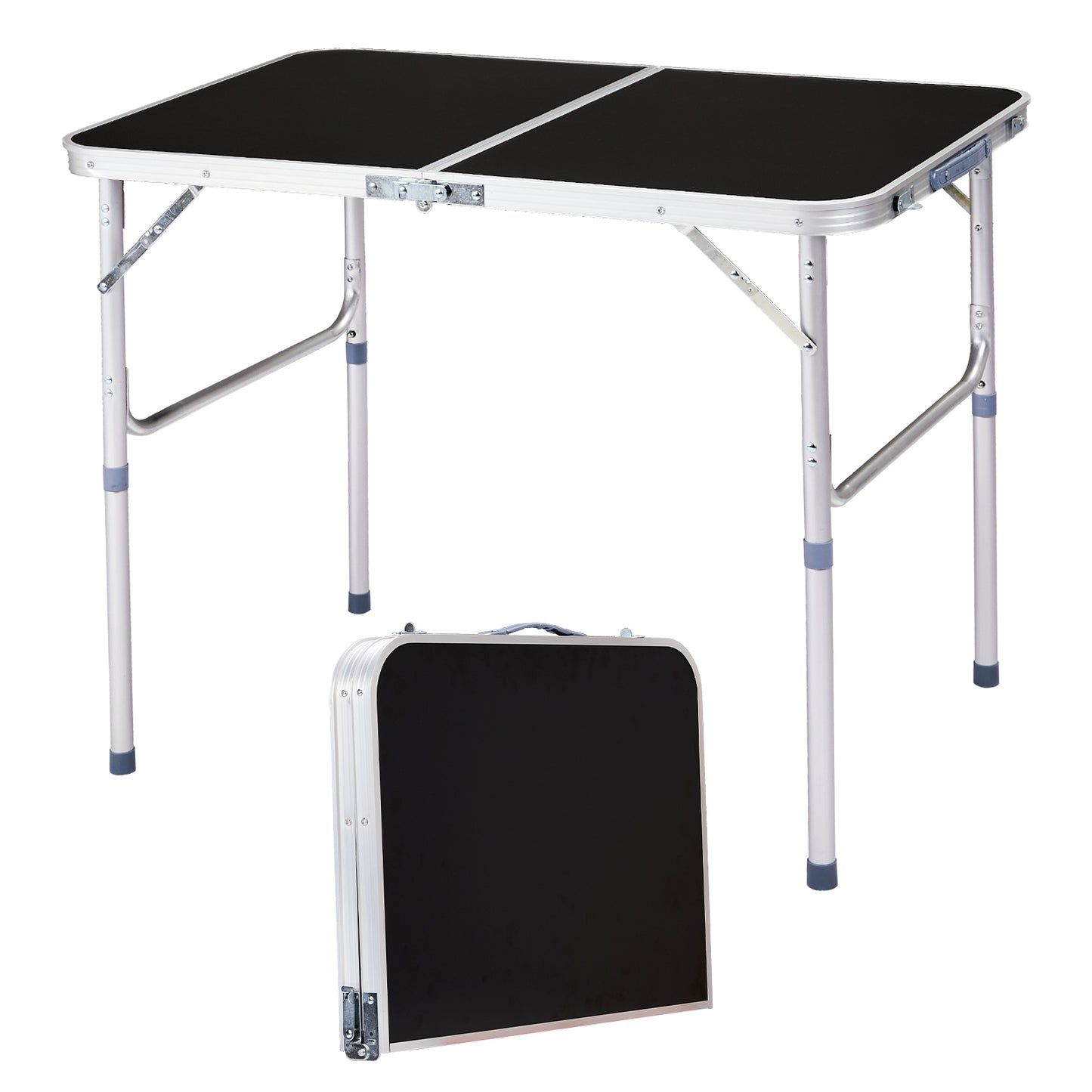 3ft  90-60cm Aluminum Folding Table Portable Outdoor Camping Picnic Desk Black